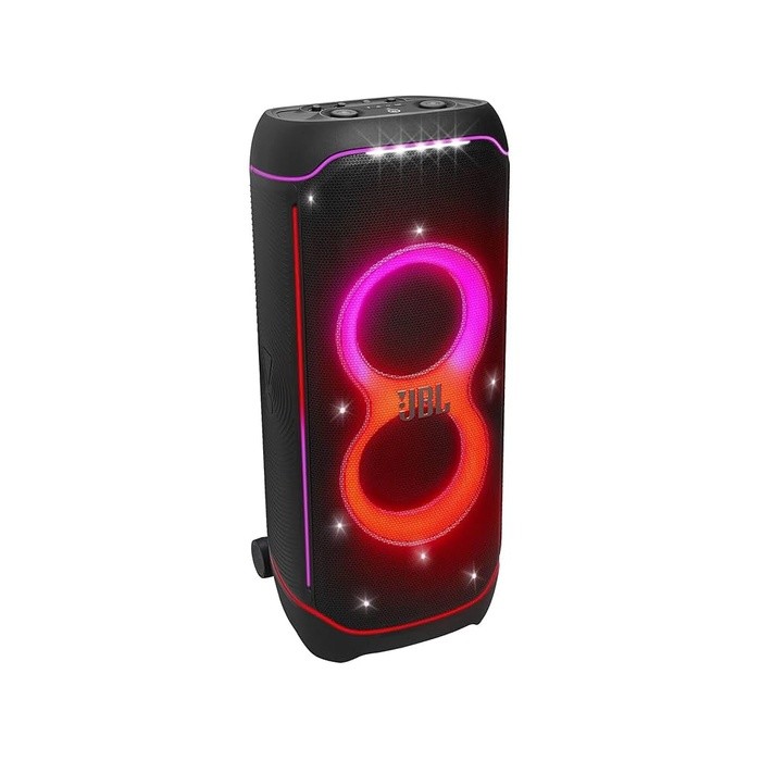 JBL Partybox Ultimate - Multi Purpose Party Speaker, with Wi-fi & Bluetooth Connectivity, Wireless, Lightshow, IPx4 Splashproof, Dual Mic & Guitar Inputs, Handle & Sturdy Wheels, Black